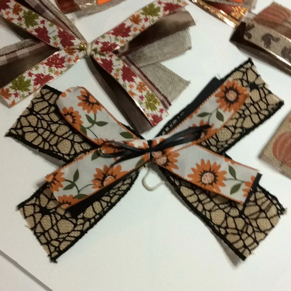 Hand Crafted Bows Fall Ties Back Set of 4